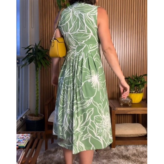 49% Rabatt2024 neue plus Gre rmellose v-Ausschnitt Taille-cinching Kleid