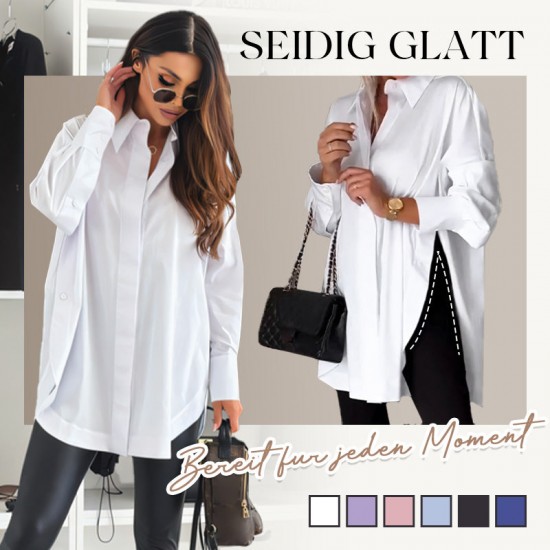 Frühling Vorverkauf 50% RabattWeies Hemd mit Revers und Schlitz