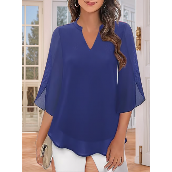 LETZTER TAGSVERKAUF 50 % RABATTChiffonhemd mit V-Ausschnitt