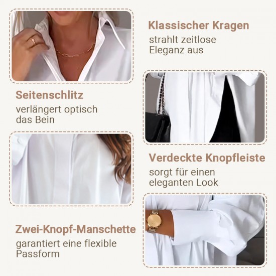 Frühling Vorverkauf 50% RabattWeies Hemd mit Revers und Schlitz