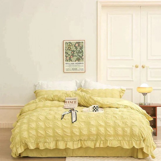 4-teiliges Set aus eisigem Seersucker-Steppdecke mit Spitze für den SommerKostenloser Versand