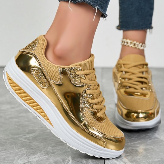 Trendy Casual Sparkling Style Plateau-Sneaker für Damen