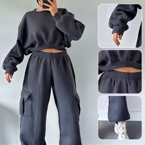 2-teiliges Set für Damen mit Rundhals-Sweatshirts & Jogginghose