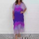  Bequemes, lssiges Chiffon-Dip-Dye-Kleid für Damen