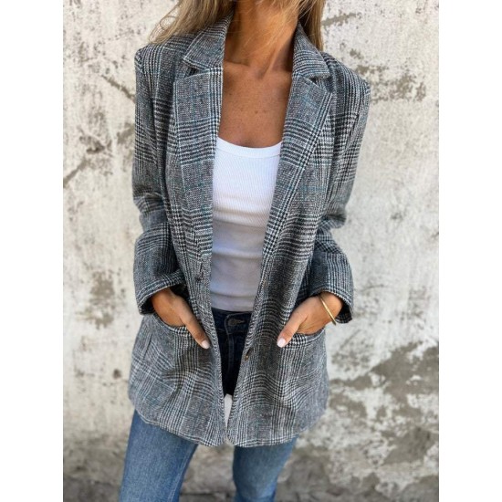 Lssiger karierter Blazer mit Revers
